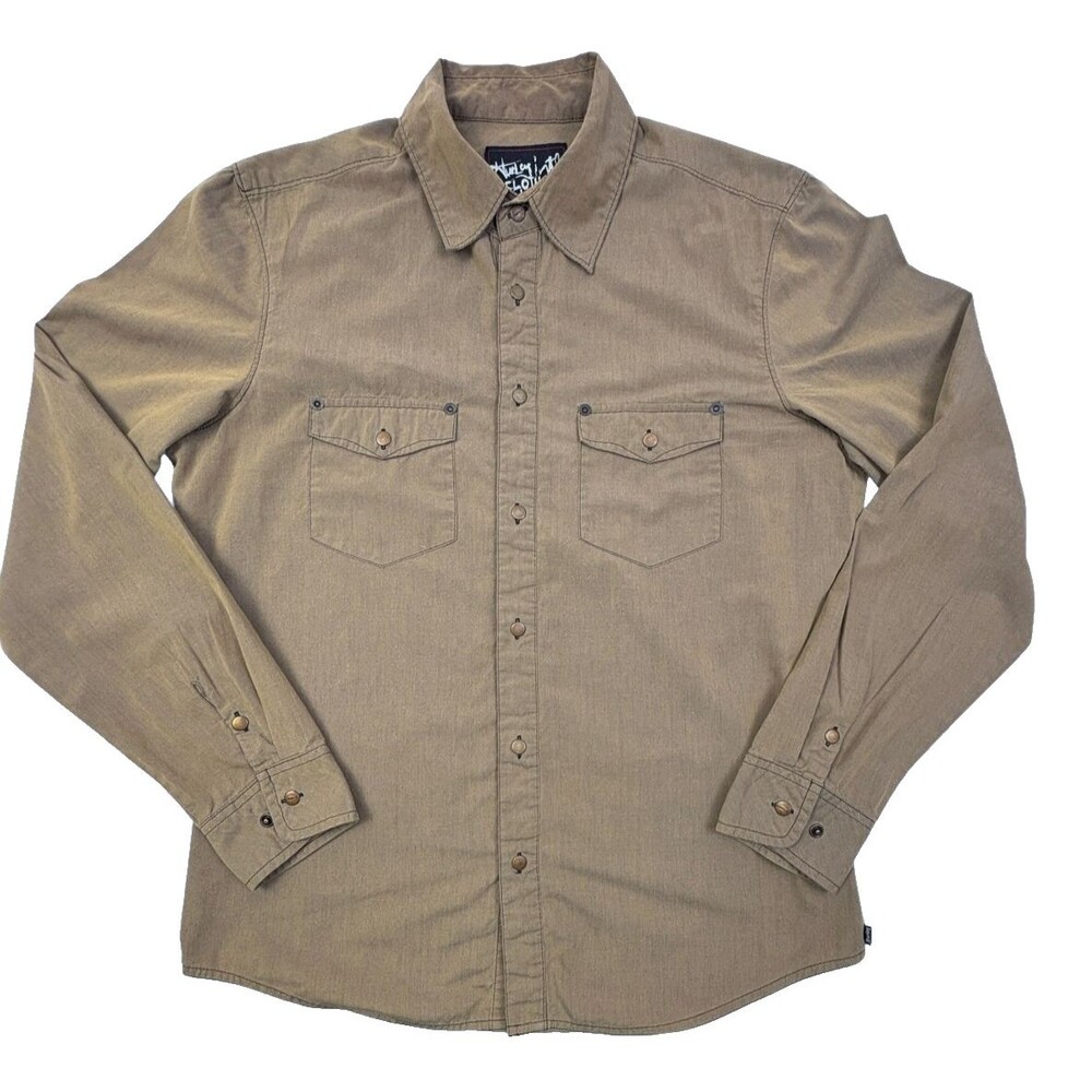 Vintage Hurley International Freedom Co Y2K Western Snap Shirt Mocha Brown M